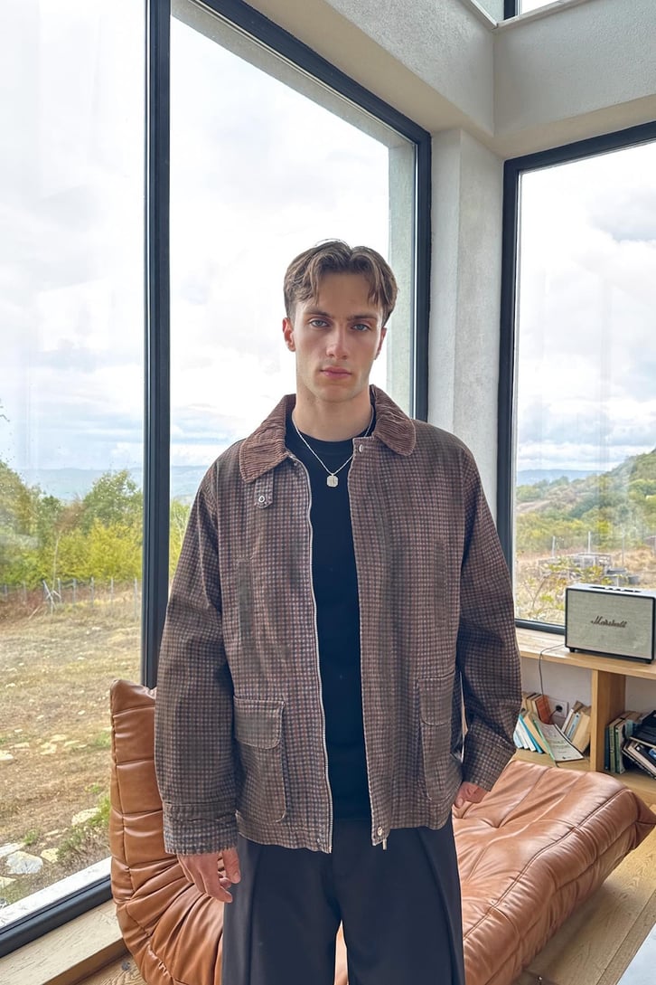 Plaid Jacket with Front Pocket Detail