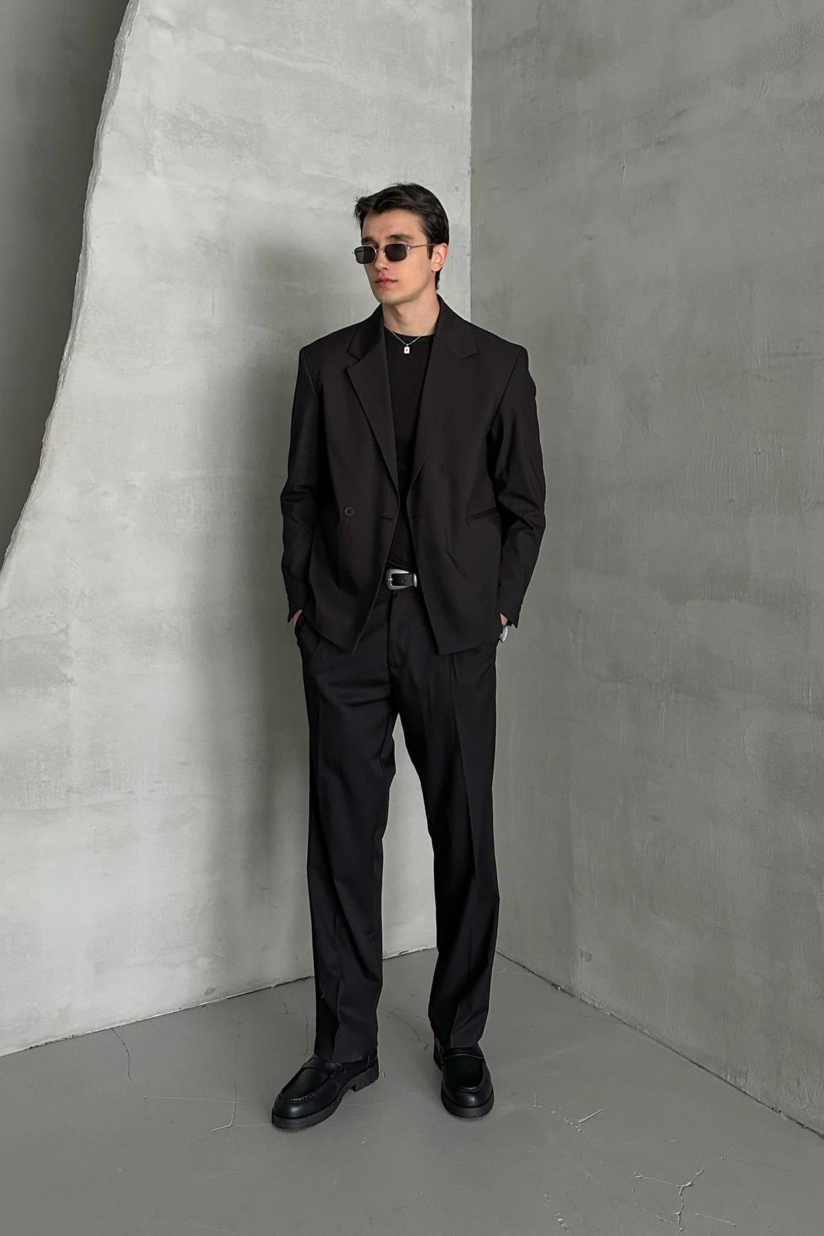 Men's One-Button Oversize Suit Black