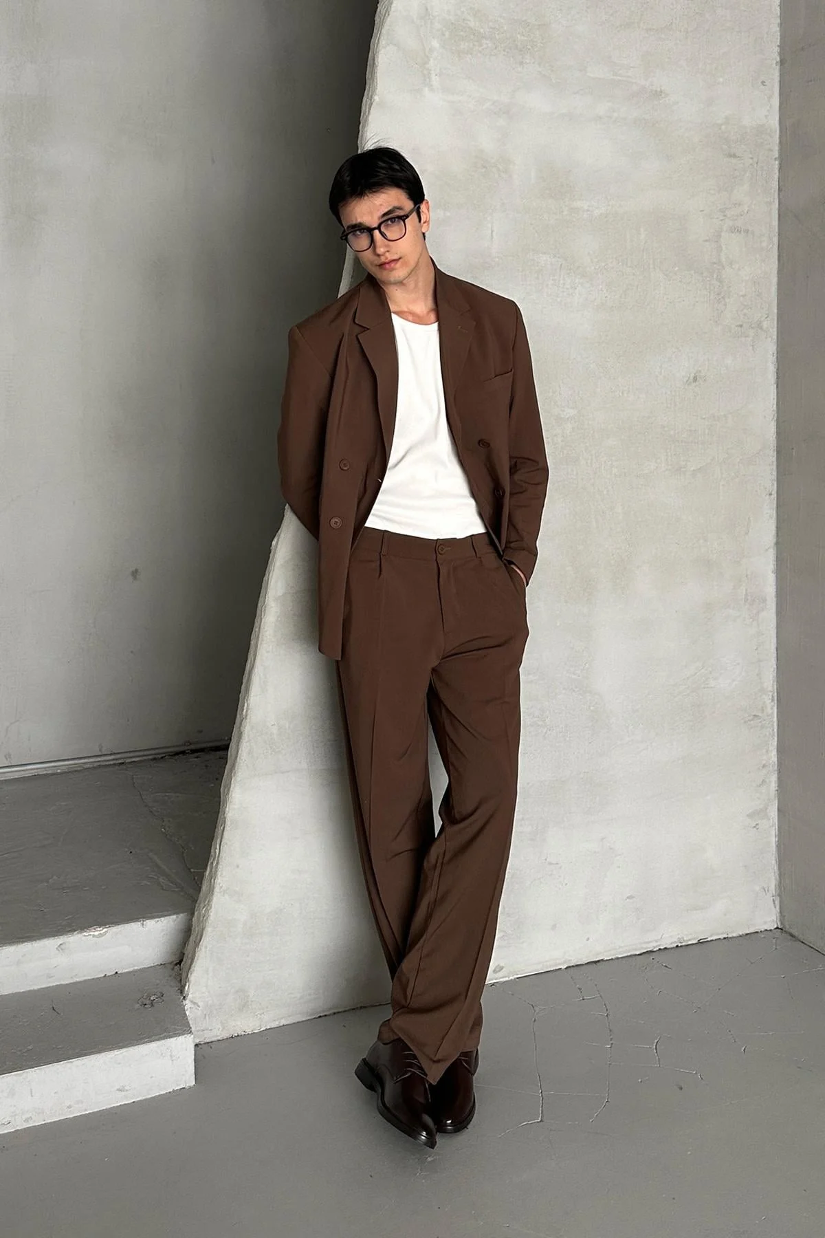 Men's Oversize Relaxed Fit Double-Breasted Suit